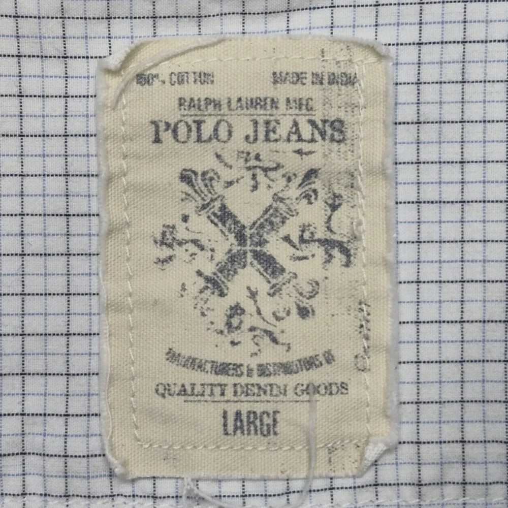 Vintage Polo Jeans Co Shirt Mens L Plaid Button Down Long Sleeve Casual RL-67
